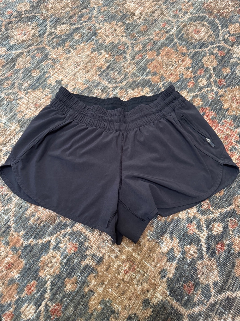 Lululemon Black Lined Running Shorts 12 Zip Pocket